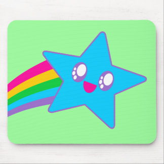 Kawaii Rave Neon Star Rainbow Mousepad