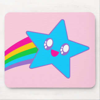 Kawaii Rave Neon Star Rainbow Mousepad