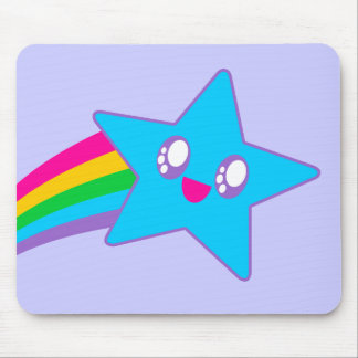 Kawaii Rave Neon Star Rainbow Mousepad