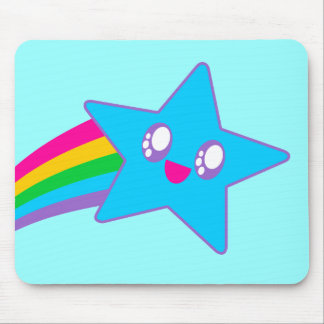 Kawaii Rave Neon Star Rainbow Mousepad