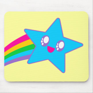 Kawaii Rave Neon Star Rainbow Mousepad