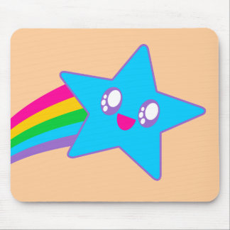 Kawaii Rave Neon Star Rainbow Mousepad