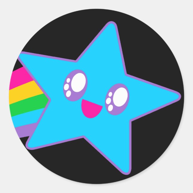 Kawaii Rave Neon Star Rainbow Runder Aufkleber (Vorderseite)