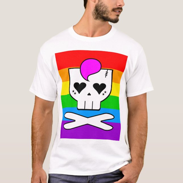 Kawaii Rave Skull Rainbow T-Shirt (Vorderseite)