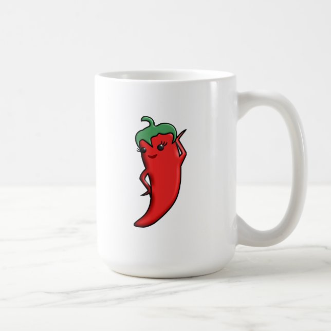 Kawaii Red Hot Pepper Diva Kaffeetasse (Rechts)