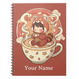 Kawaii Red Panda Coffee Study Spiral Notebook Notizblock