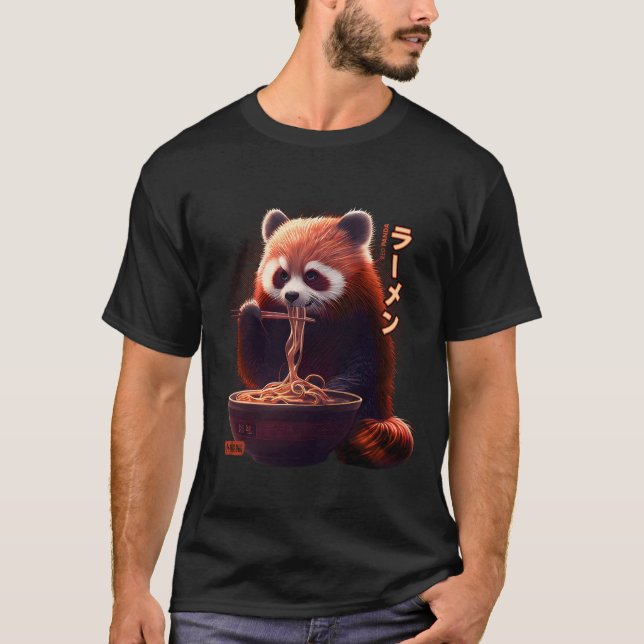 Kawaii Red Panda Eating Ra Ra T-Shirt (Vorderseite)