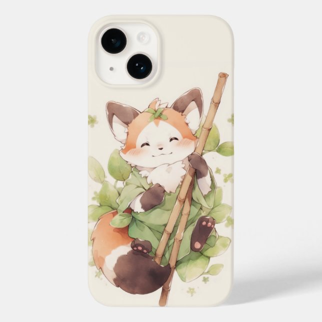 Kawaii Red Panda Hold Stick Case-Mate iPhone Hülle (Rückseite)