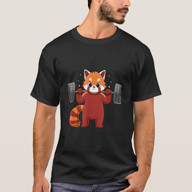 Kawaii Red Panda Weightlifting Fitness Gym T-Shirt (Vorderseite)