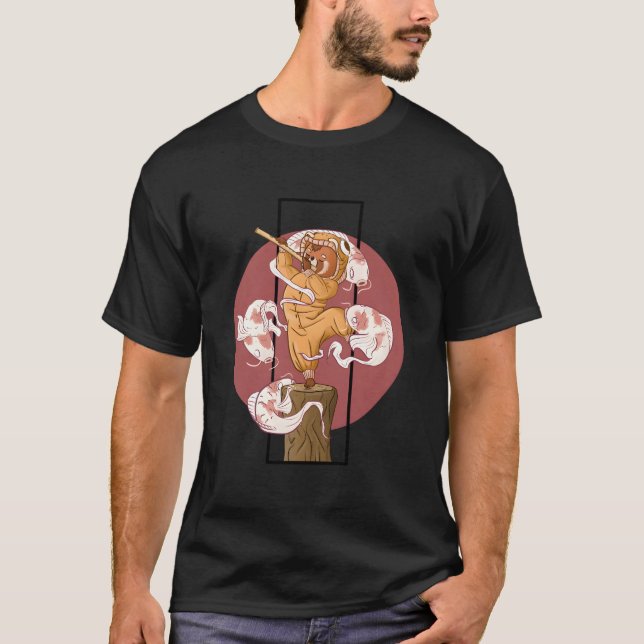 Kawaii Red Panda With Japanese Koi Ghosts T-Shirt (Vorderseite)