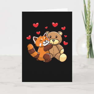 Kawaii Red Panda With Stuffed Karte
