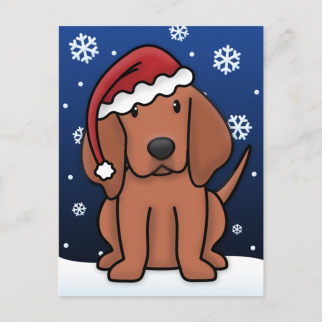 Kawaii Redbone Coonhound Weihnachtspostkarte Feiertagspostkarte (Vorderseite)