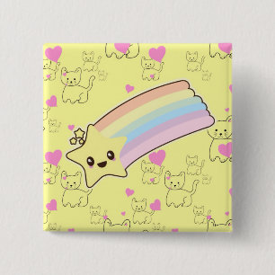 Kawaii Regenbogen Kätzchen Muster so niedlich. Als Button