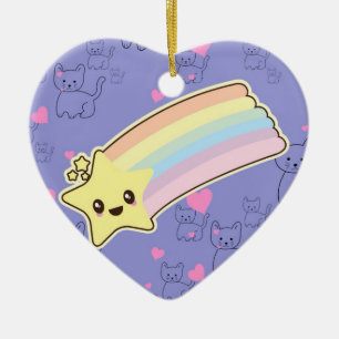 Kawaii Regenbogen Kätzchen Muster so niedlich. Als Keramikornament