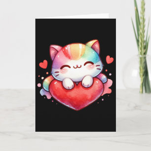 Kawaii Regenbogen Süße Katze Umarmen Herz Kitty Li Karte