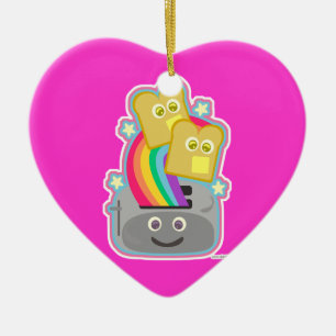 Kawaii Regenbogen-Toast Keramik Ornament