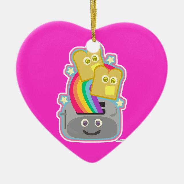Kawaii Regenbogen-Toast Keramik Ornament (Vorne)