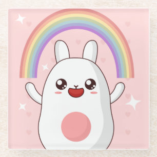 Kawaii-Regenbogenhalbkugel Glasuntersetzer