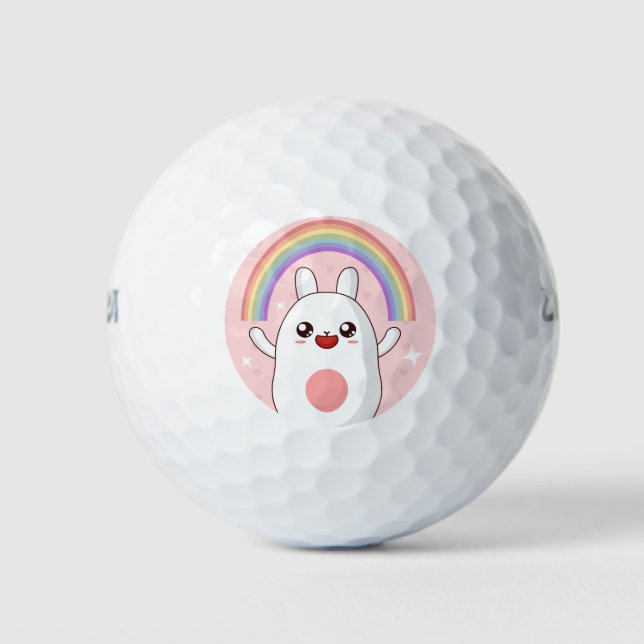 Kawaii-Regenbogenhalbkugel Golfball (Vorderseite)
