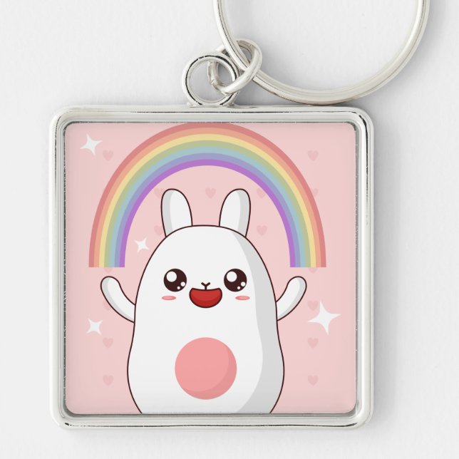 Kawaii-Regenbogenhalbkugel Schlüsselanhänger (Vorne)