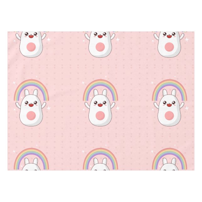 Kawaii-Regenbogenhalbkugel Tischdecke (Vorderseite (Horizontal))