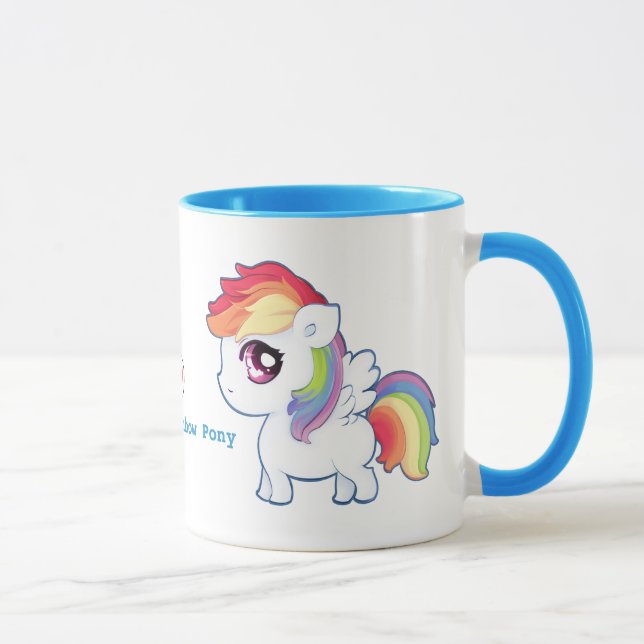 Kawaii Regenbogenpony - personalisiert Tasse (Rechts)