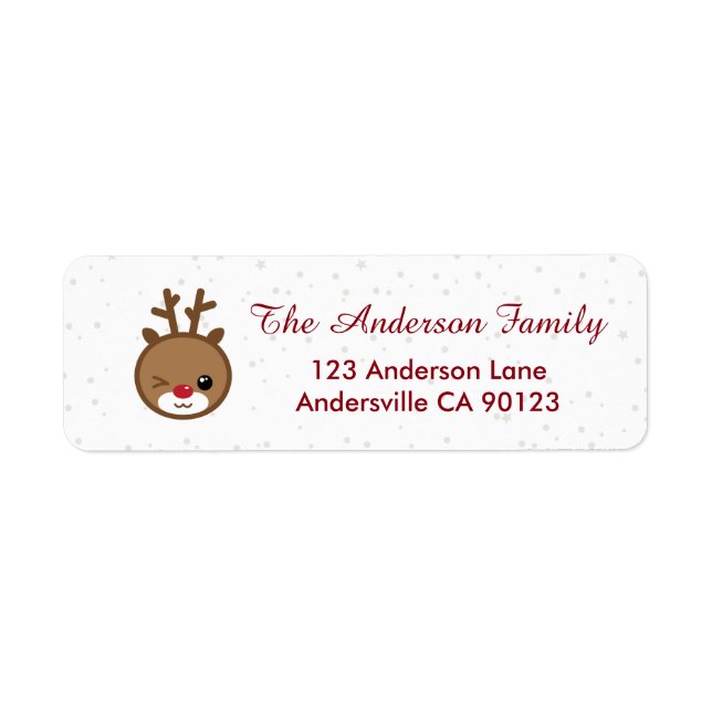Kawaii Reindeer Christmas Address Labels (Vorne)