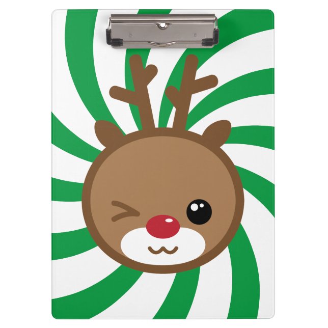 Kawaii Reindeer Clipboard Klemmbrett (Vorderseite)