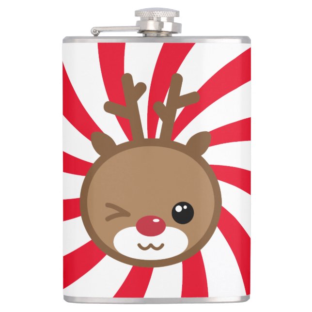 Kawaii Reindeer Flask Flachmann (Vorderseite)