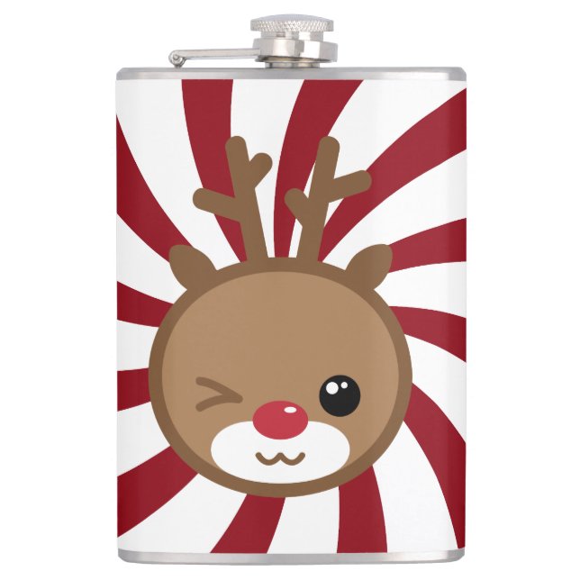 Kawaii Reindeer Flask Flachmann (Vorderseite)