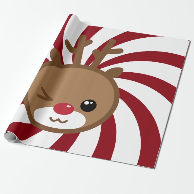 Kawaii Reindeer Gift Wrap Geschenkpapier (Ungerollt)