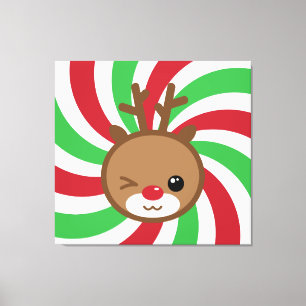 Kawaii Reindeer Leinwand Wall Art