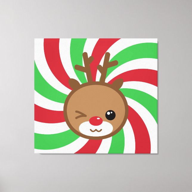 Kawaii Reindeer Leinwand Wall Art (Vorderseite)
