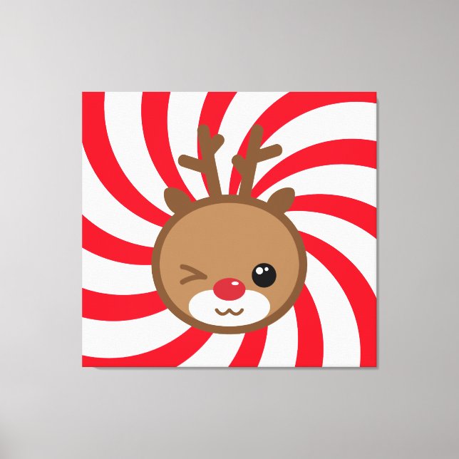 Kawaii Reindeer Leinwand Wall Art (Vorderseite)