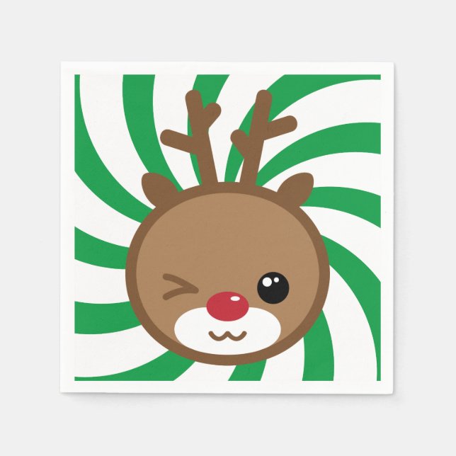 Kawaii Reindeer Paper Napkins Serviette (Vorderseite)