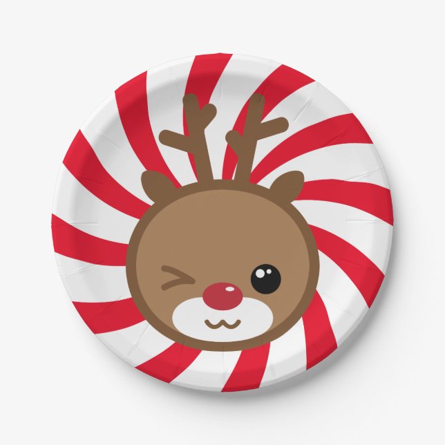 Kawaii Reindeer Paper Tellers Pappteller (Vorderseite)