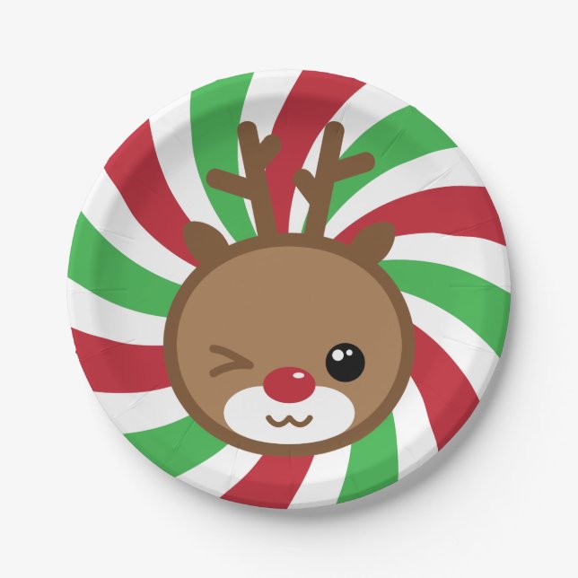Kawaii Reindeer Paper Tellers Pappteller (Vorderseite)