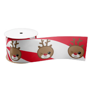 Kawaii Reindeer Satin Ribbon Satinband