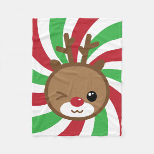 Kawaii Reindeer Small Fleece Blanket