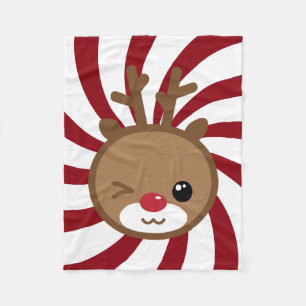 Kawaii Reindeer Small Fleece Blanket