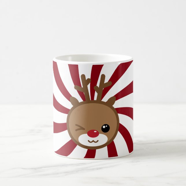 Kawaii Reindeer Weihnachts-Tasse Kaffeetasse (Mittel)