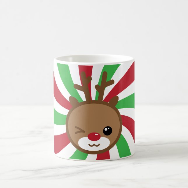Kawaii Reindeer Weihnachts-Tasse Kaffeetasse (Mittel)