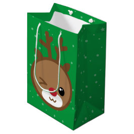 Kawaii Reindeer Weihnachtsgeschenktasche Mittlere Geschenktüte