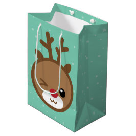 Kawaii Reindeer Weihnachtsgeschenktasche Mittlere Geschenktüte