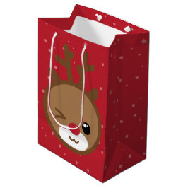 Kawaii Reindeer Weihnachtsgeschenktasche Mittlere Geschenktüte
