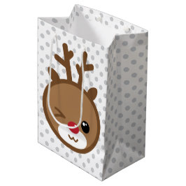 Kawaii Reindeer Weihnachtsgeschenktasche Mittlere Geschenktüte