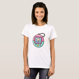Kawaii Retro Virtual Haustier – Pastell-Katze Bild T-Shirt