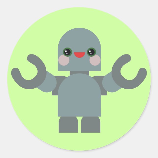 Kawaii Robot Runder Aufkleber (Vorderseite)