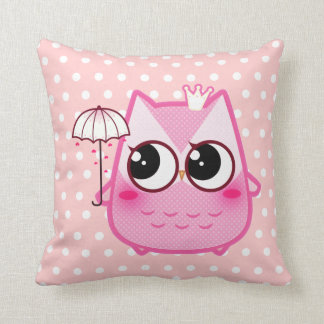 Kawaii rosa Eule mit niedlichem Regenschirm Kissen