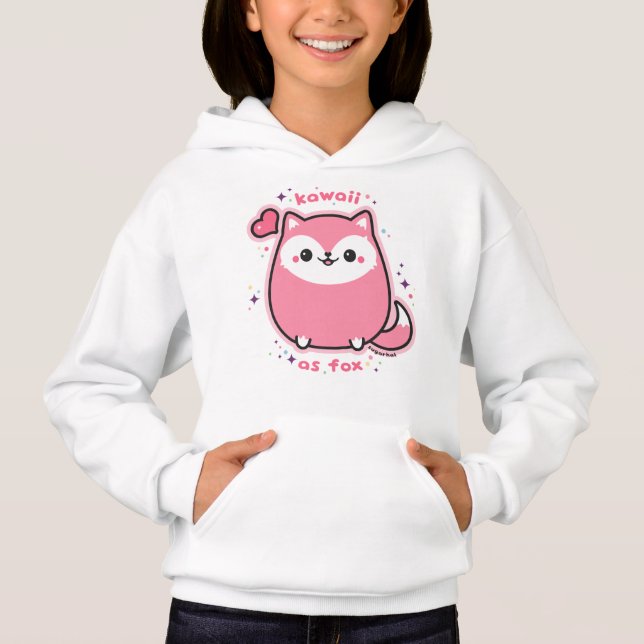 Kawaii-Rosa-Fox Hoodie (Vorderseite)